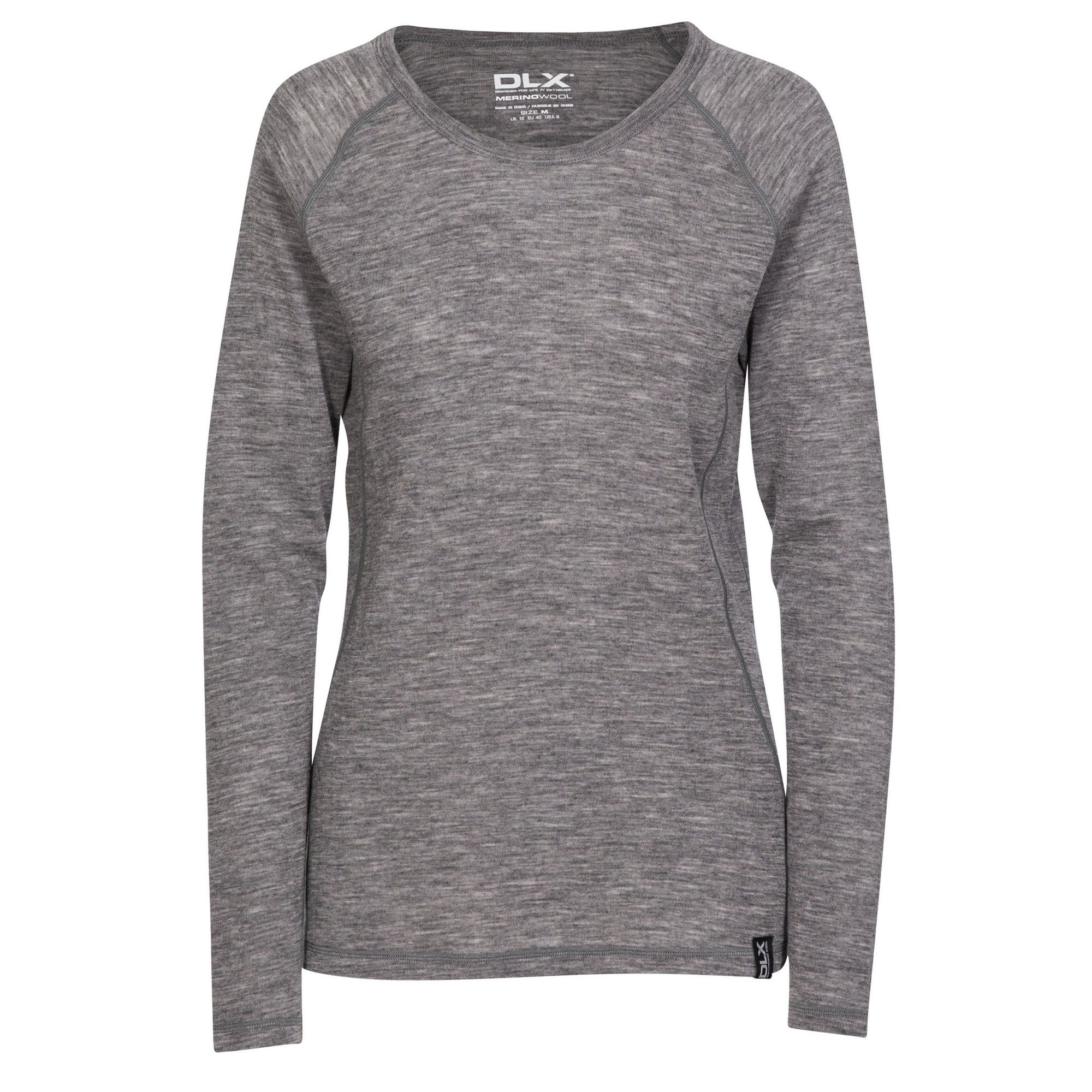 Long sleeve. Round neck. Flat seams for comfort. Branded boxed packaging. Natural wicking.  properties. 100% merino wool. Trespass Womens Chest Sizing (approx): XS/8 - 32in/81cm, S/10 - 34in/86cm, M/12 - 36in/91.4cm, L/14 - 38in/96.5cm, XL/16 - 40in/101.5cm, XXL/18 - 42in/106.5cm.