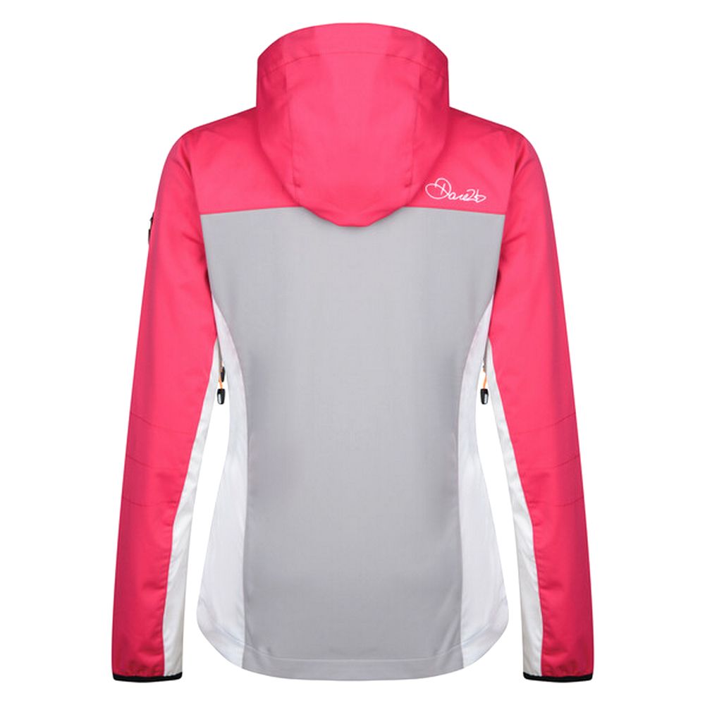 100% Polyester. Womens softshell jacket made of Ilus D-lab lightweight Polyester/Elastane fabric. Windproof membrane. Fabric waterproof up to 10,000mm. Breathability rating 5,000/m2/24hrs. Water repellent finish. Textured fabric overlay panels. Grown on hood with drawcords. Underarm ventilation zips. Inner zip and chin guard. 2 x lower zip pockets. 1 x ski pass zip pocket. Warm scrim pocket lining. Stretch binding to cuffs. Adjustable shockcord hem. Ideal for wearing outdoors on a cold day.