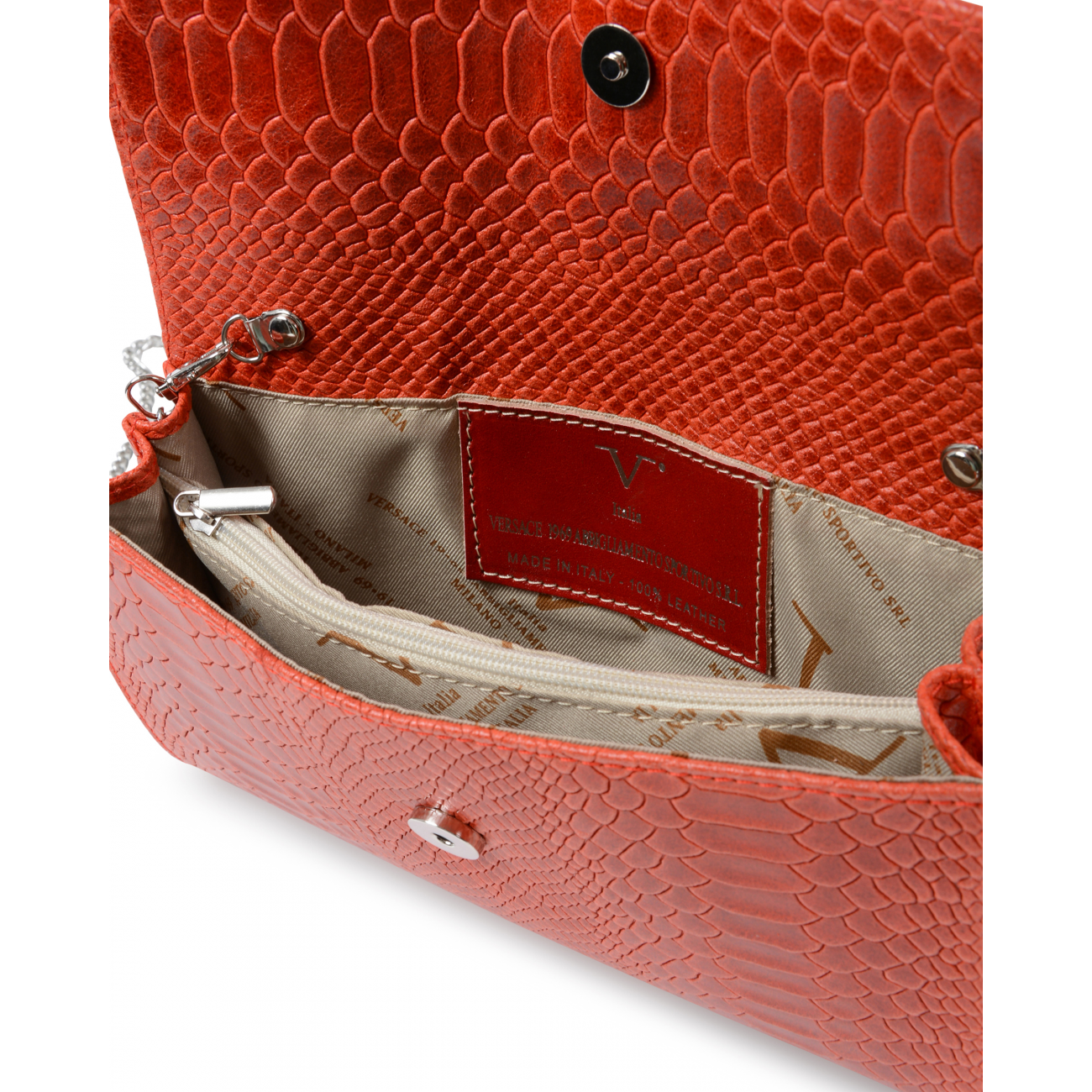 19V69 Italia Women's Shoulder Bag Red V1513 PITONE STAMPATO ROSSO