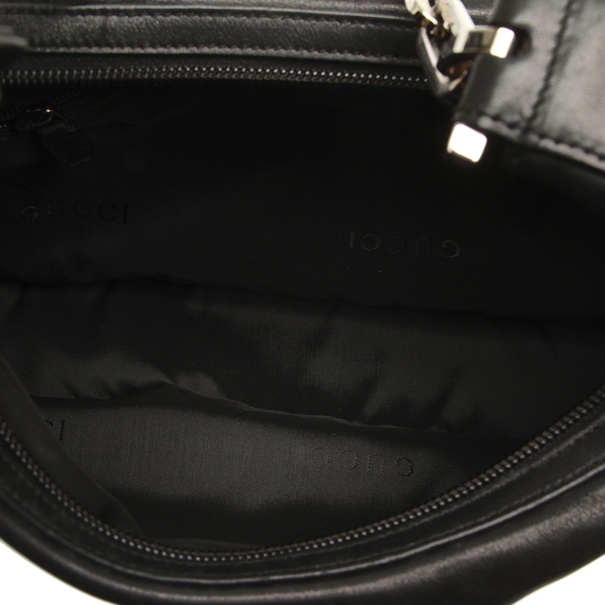 Vintage Gucci Leather Chain Shoulder Bag Black