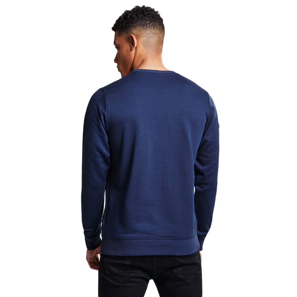 Jumper with relaxed fit and ribbed collar, cuffs, and hem. Ideal for casual use or exercise. 65% polyester, 35% cotton loopback jersey fabric. Machine washable.