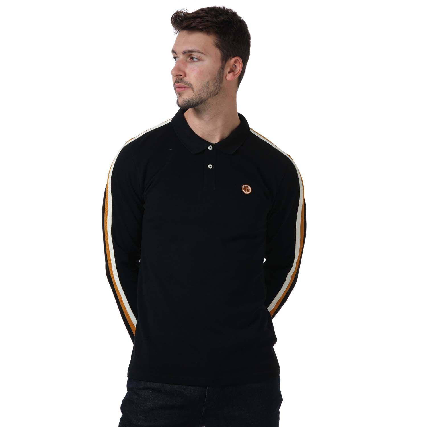 Men's Pretty Green Tilby Long Sleeve Polo in Navy