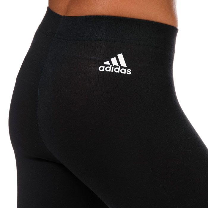 Womens adidas Must Haves 3- Stripes Tights in black- white.- Mid-rise exposed elastic waist.- Mid-rise cotton tights.- adidas branding.- Fitted fit.- 92% Cotton  8% Elastane. Machine washable.- Ref: FI4630