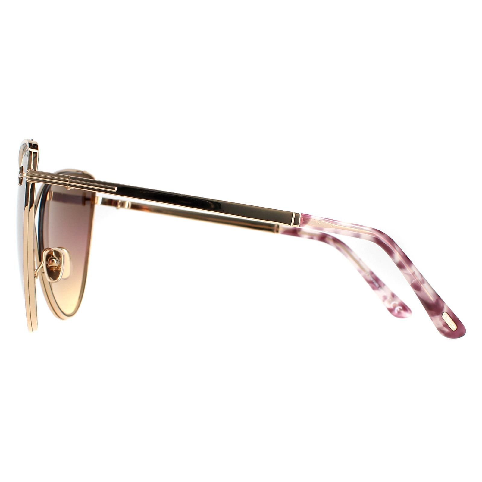 Tom Ford Cat Eye Womens Gold Brown Pink Yellow Gradient Steel Flash FT0786  Leila Sunglasses