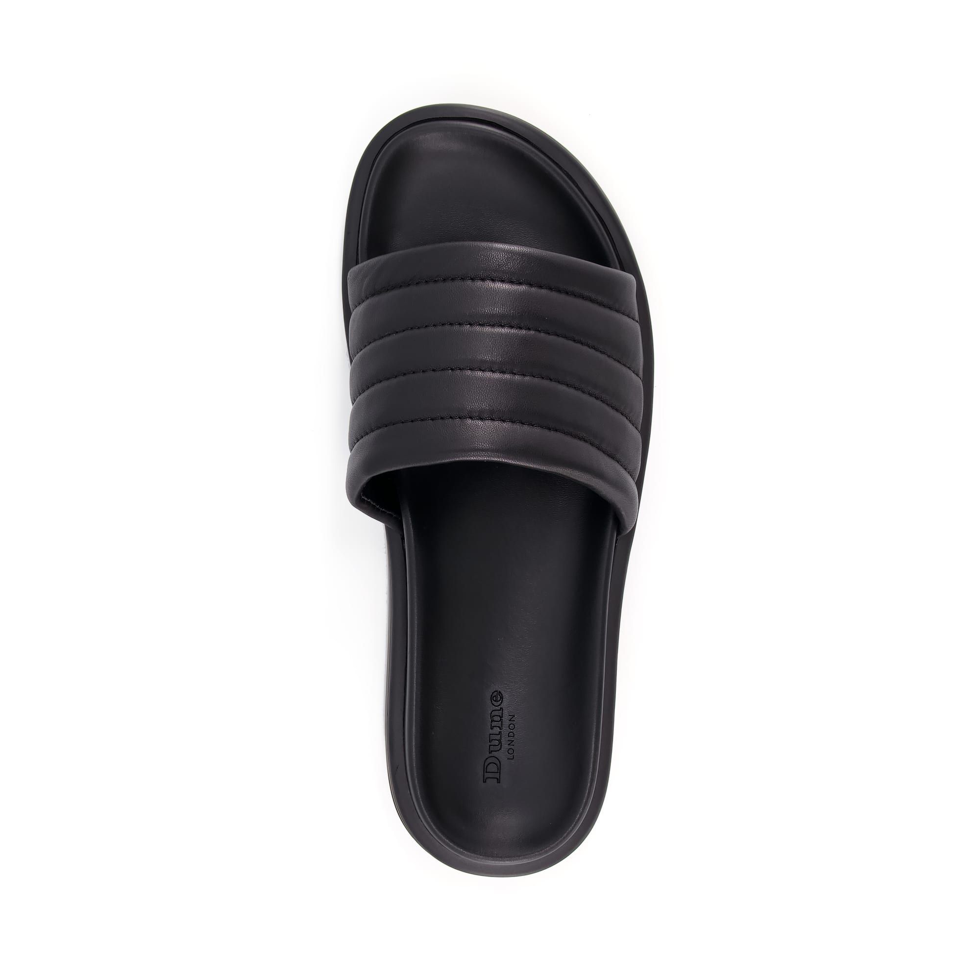 Sun-soaked destinations call for a pair of pool ready sliders. Comfortable and durable this must-have style has been designed in matte leather with padded straps and moulded footbeds.