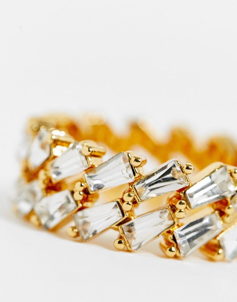 Ring by ASOS DESIGN Need-to-know details Embellished design Baguette-shaped diamantes Smooth finish Sold by Asos