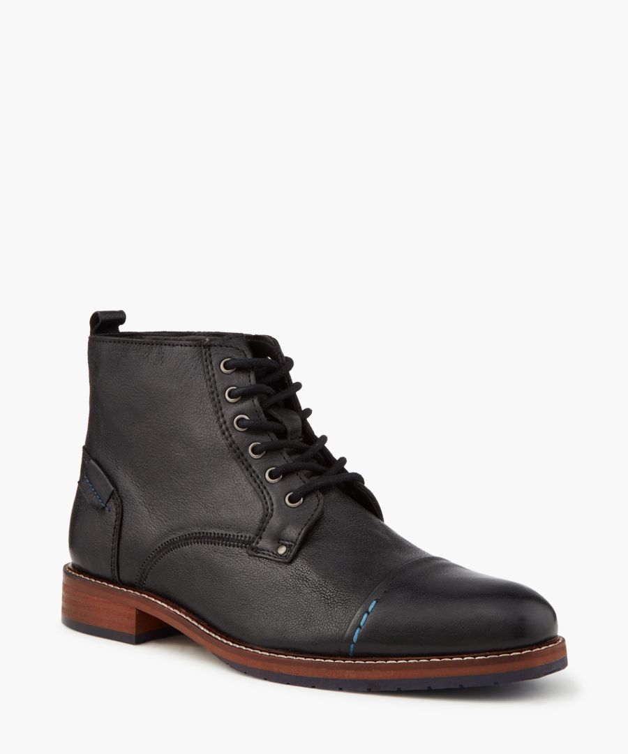 Chicago black lace-up leather boots