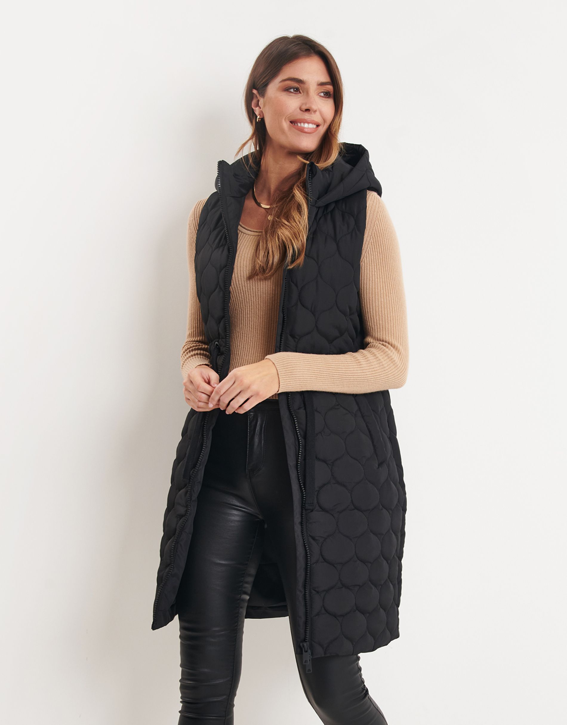 'Crush' Onion Quilted Longline Gilet