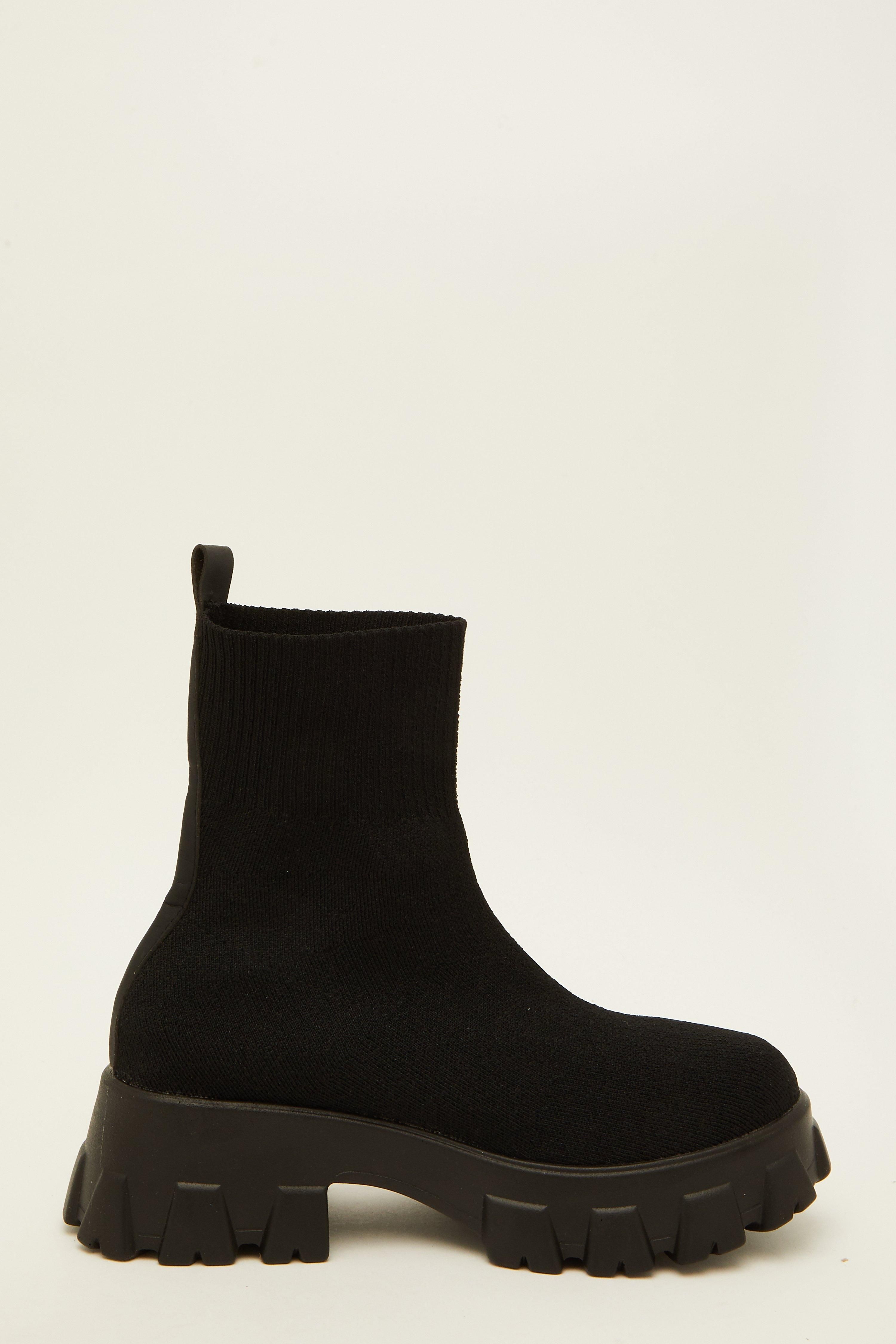 Black Chunky Sock Boots
