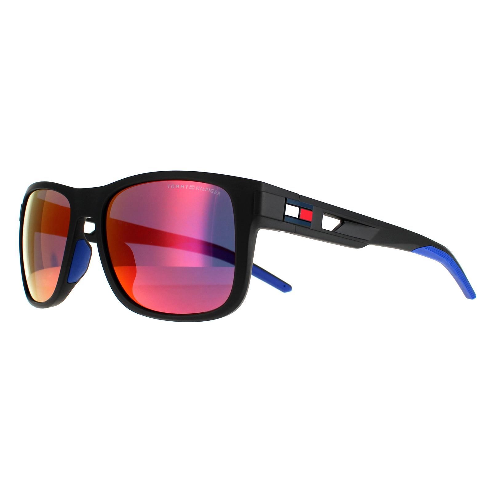 Tommy Hilfiger Wrap Mens Matte Black Grey Infrared TH 1913/S  Tommy Hilfiger are a sportier rectangular style with a slightly wrapped frame. Made from lightweight plastic for a comfortable fit and finished with the Tommy Hilfiger flag on the hinges.