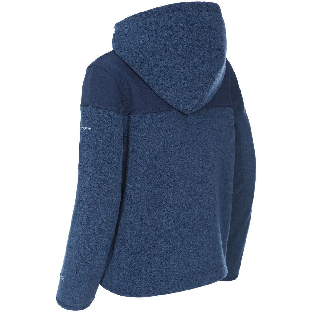 Boys fleece jacket with grown on hood. Contrast softshell panels. 2 x zip pockets. Contrast centre front and pocket zips. Contrast mesh hood lining. Binding at cuffs. Ideal for wearing outside on a cold day. Main: 100% Polyester. Contrast: 95% Polyester, 5% Elastane. Lining: 100% Polyester Mesh.