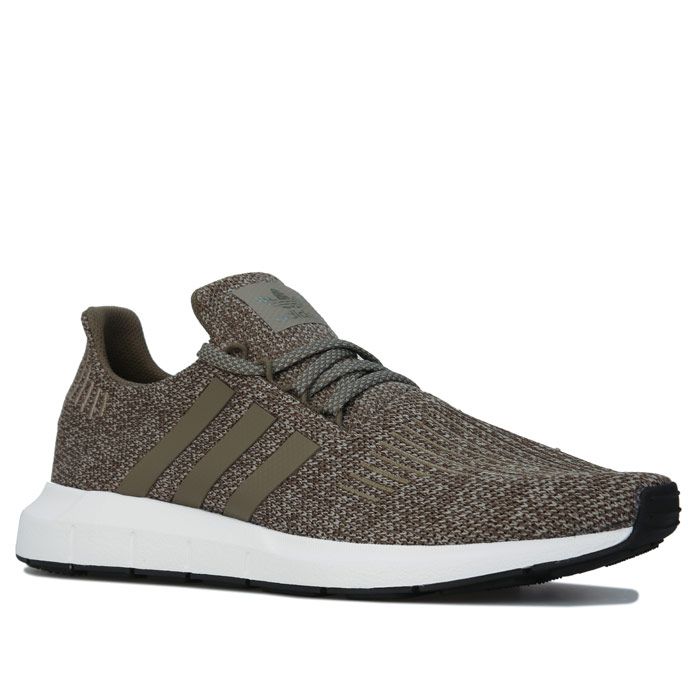 Mens adidas Originals Swift Run Trainers in khaki. – Textile and synthetic upper. – Sock-like construction hugs the foot. – Welded 3-Stripes. – Stretch knit upper with embroidery and TPU details. – Comfortable textile lining. – Stretch mesh lining. – Lightweight EVA midsole; Enjoy the comfort and performance of OrthoLite® sockliner. – Rubber outsole. – Textile and synthetic upper – Textile and synthetic lining – Synthetic sole. – Ref: EE6552