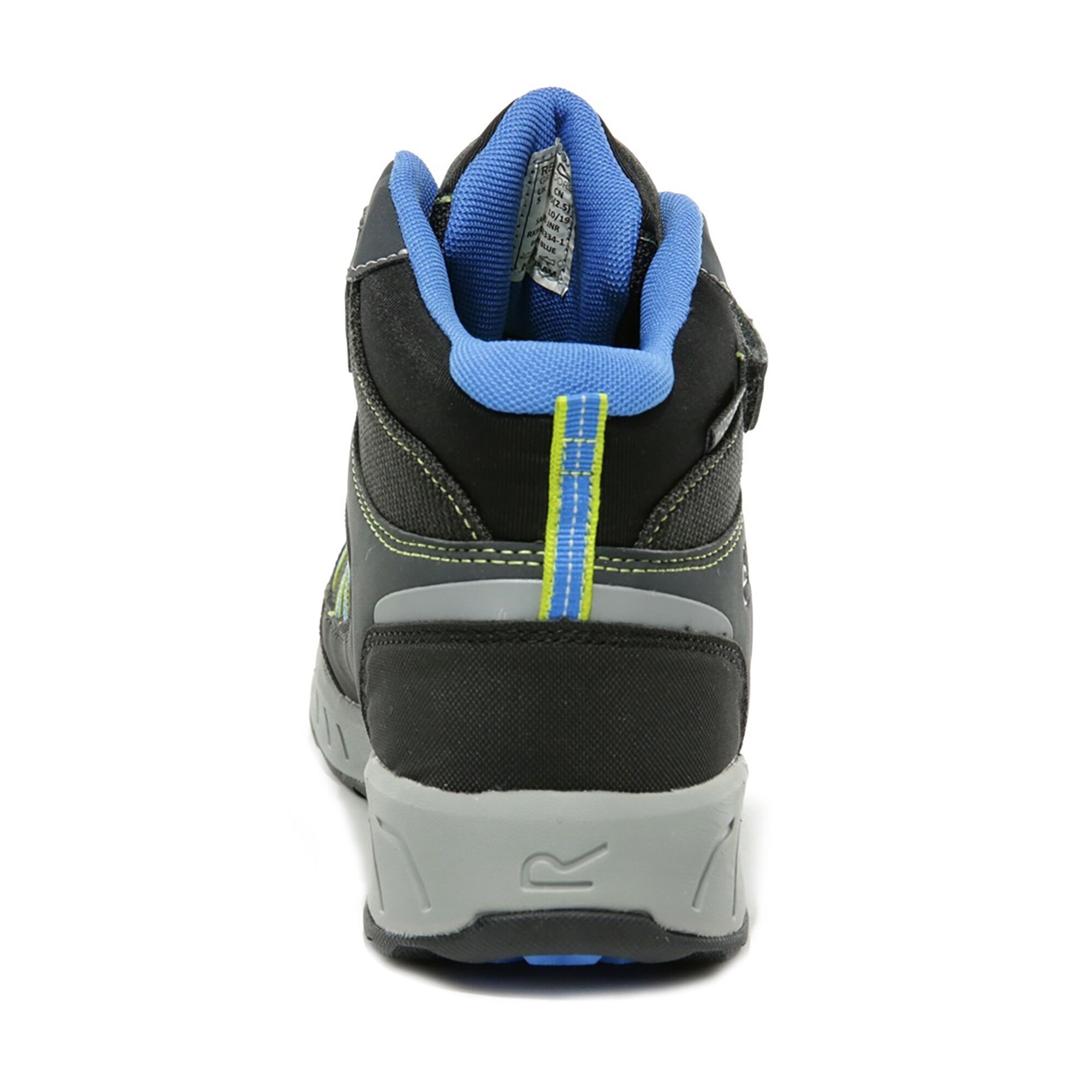 Polyester (40%), Polyurathane (60%). Isotex waterproof footwear, seam sealed with internal membrane bootee liner, Hydropel water resistant technology, PU nubuck and breathable mesh upper for lightweight protection. Elasticated lacing system, hook and loop fastening, deep padded neoprene collar and mesh tongue. Stabilising shank technology for underfoot protection and to reduce foot fatigue, EVA midsole for lightweight cushioning and reduced impact on young joints. Lightweight hardwearing rubber outsole with multi-directional cleat pattern.