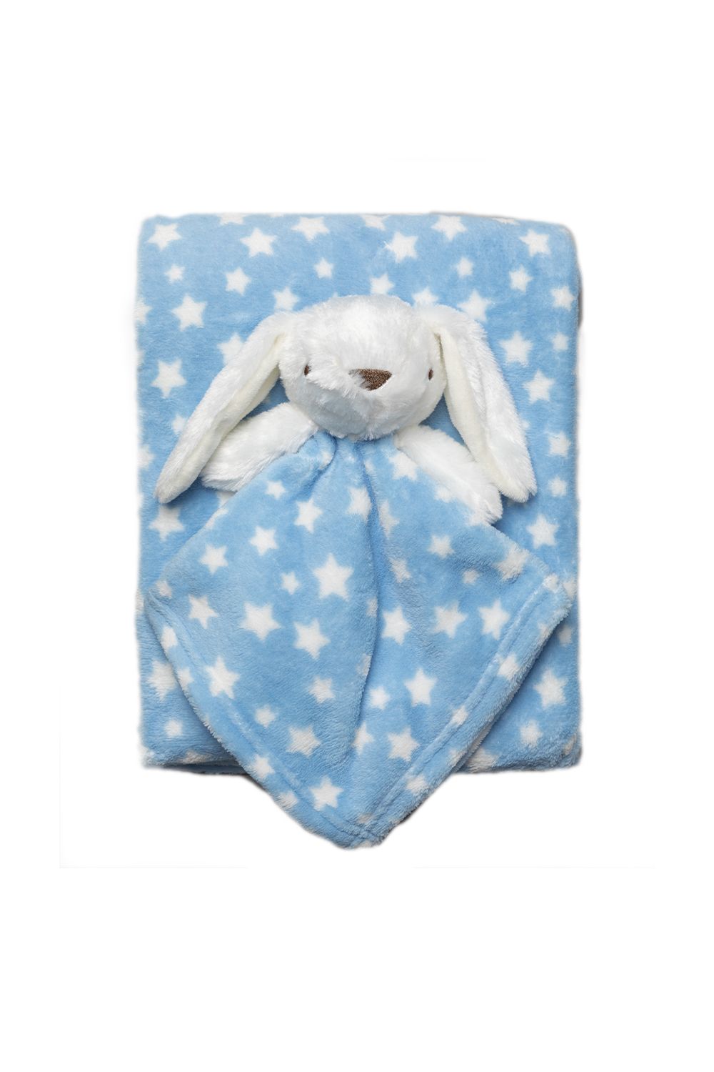 This adorable Snuggle Tots comforter and blanket set make the perfect gift for the little one in your life. The two-piece set features a gorgeous, fluffy blanket with a white star print all over, and a comforter with the same print with a cuddly bunny toy attached. This set makes a lovely baby shower present.