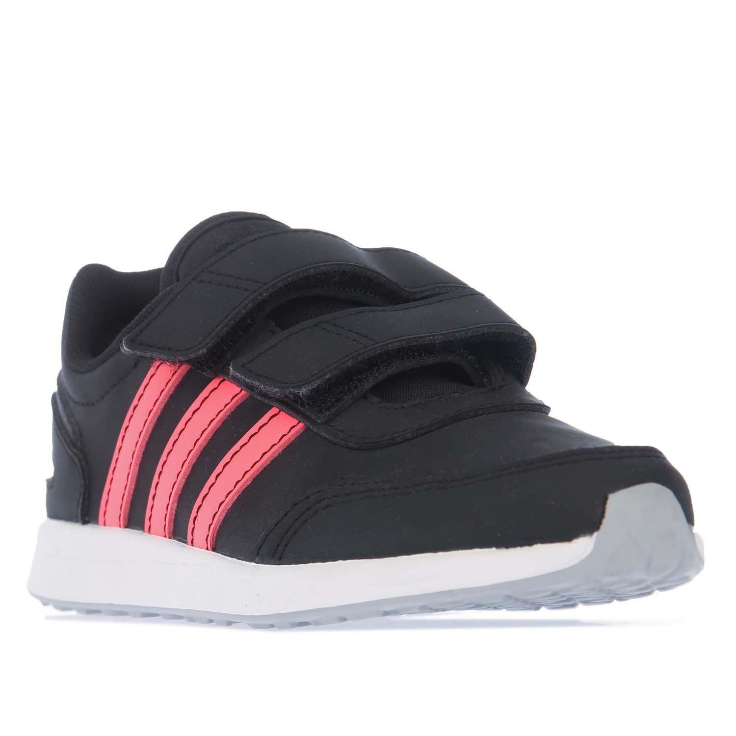 Childrens adidas VS Switch 3 Trainers in black pink.- Synthetic nubuck upper.- Hook-and-loop closure. - 3-Stripes added to the side. - adidas logo on the tounge and heel.- Cushioning midsole.- Rubber outsole.- Synthetic upper  Textile lining and sole.- Ref.: FW3982C