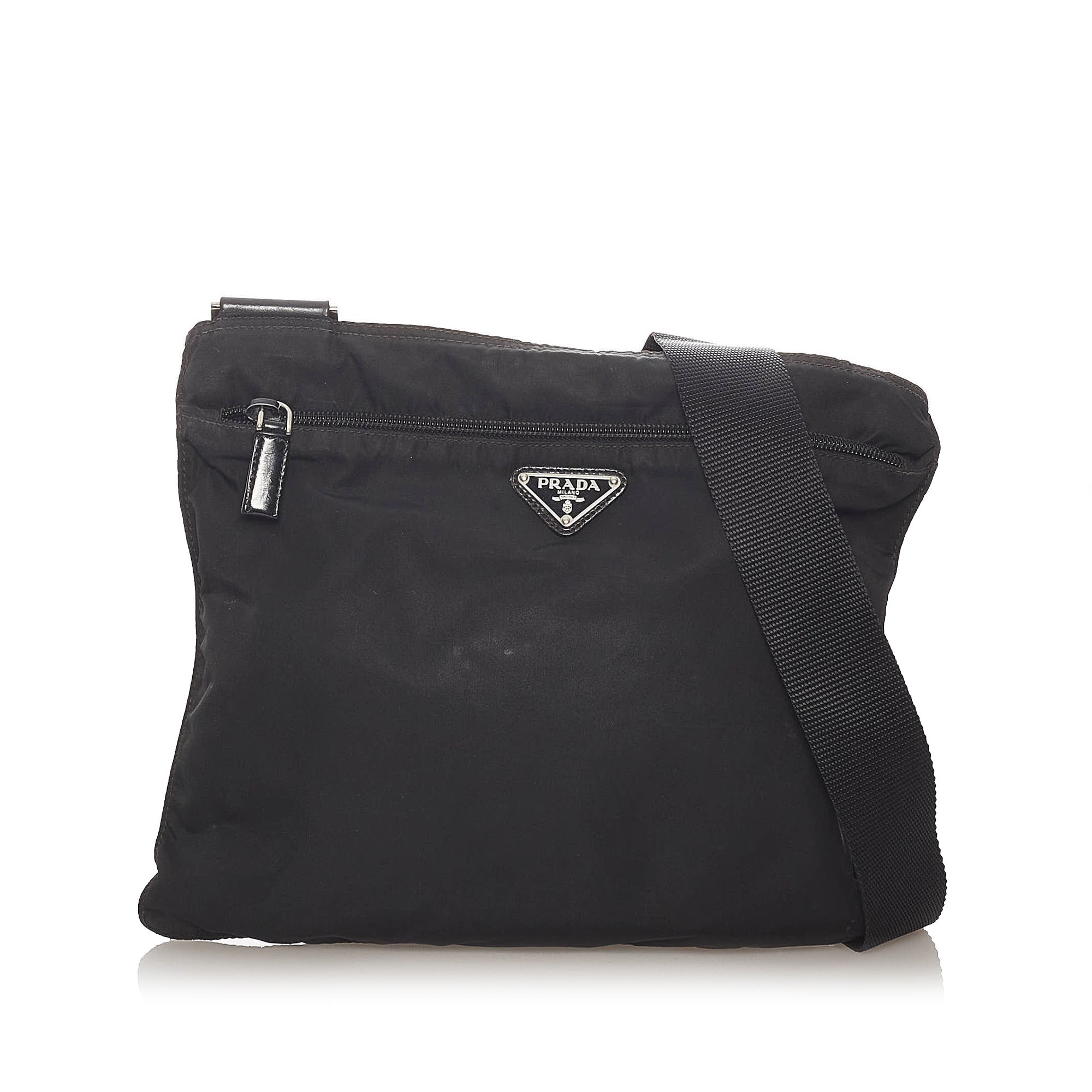 Vintage Prada Tessuto Crossbody Bag Black