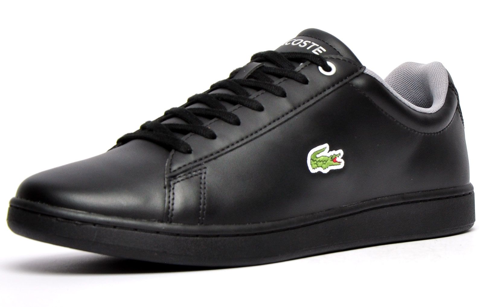 The Lacoste Hydez offers a luxurious choice that can transition from day to night. Featuring an all-black leather upper with complimentary grey padding around the collar, and finished with an Ortholite insole and lace up fastening for a secure fit, these Lacoste Hydez trainers wont let you down. Their clean street-smart look, high quality construction, and iconic Lacoste branding, ensure these Hydez trainers are the perfect choice for a versatile trainer that can be worn for any occasion.
 - Premium leather upper
 - Ortholite insole keeps you feeling fresh and comfortable
 - Cushioned ankle and heel padding
 - Lace up fastening for a secure fit
 - Durable rubber outsole
 - Iconic Lacoste branding throughout
 Please Note: 
 These Lacoste trainers are sold as B grades which means there may be some very slight cosmetic issues on the shoe and they come in a Lacoste box with the Lacoste brand authenticity details attached to it. We have checked every pair of these shoes and in our opinion at these heavily reduced prices all are very saleable. All shoes are guaranteed against fair wear and tear and offer a substantial saving against the normal high street price. The overall function or performance of the shoe will not be affected by cosmetic issues. B Grades are original authentic products released by the brand manufacturer with their approval at greatly reduced prices. If you are unhappy with your purchase we will be more than happy to take the shoes back from you and issue a full refund.