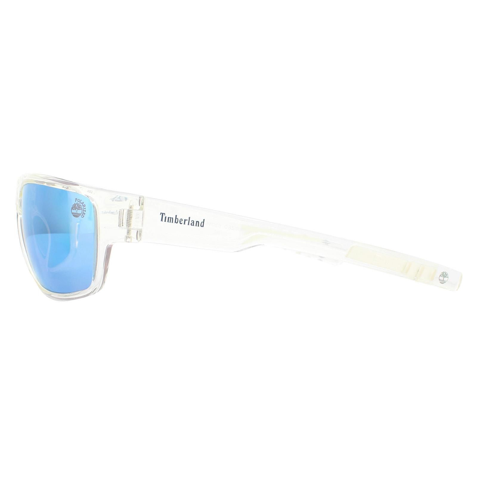 Timberland Wrap Mens Shiny Crystal Blue Polarized Sunglasses