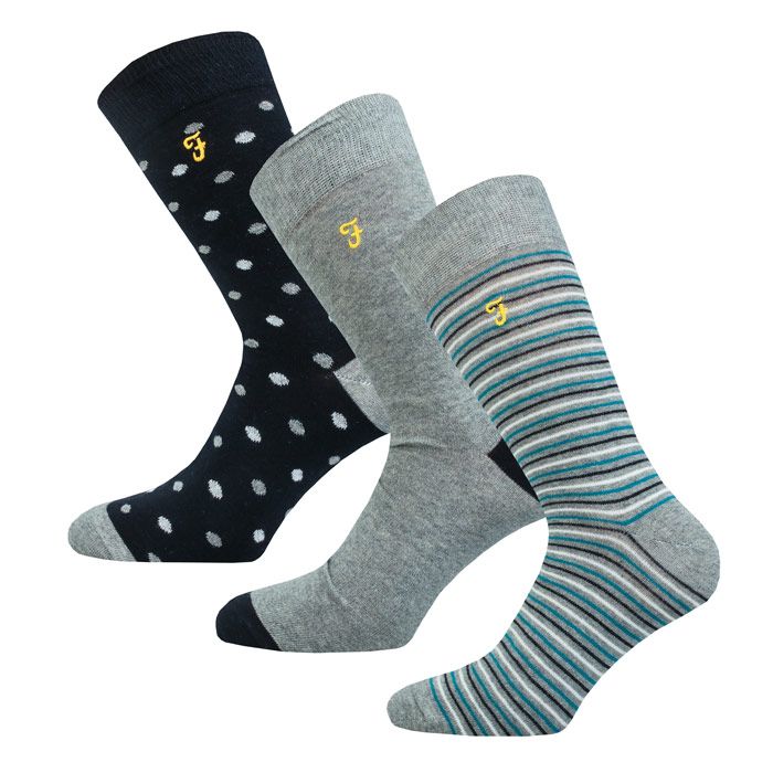 Men's Farah Montfort 3 Pack Socks in Grey