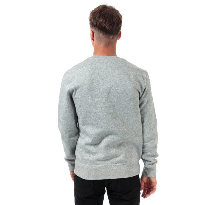 Mens Champion Large Logo Sweatshirt in grey marl.<BR><BR>- Ribbed crew neck.<BR>- Long sleeves.<BR>- Cotton terry script logo to chest.<BR>- Signature C logo embroidered above left cuff.<BR>- Ribbed cuffs and hem.<BR>- Tonal back neck tape.<BR>- Comfort fit.<BR>- 77% Cotton  23% Polyester.  Machine washable.<BR>- Ref: 213511 EM021