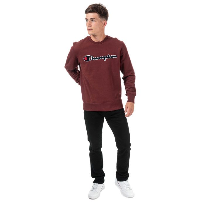 Mens Champion Garment Washed Crew Sweatshirt in burgundy.<BR><BR>- Ribbed crew neck.<BR>- Long sleeves.<BR>- Cotton terry script logo to chest.<BR>- Signature C logo embroidered above left cuff.<BR>- Ribbed cuffs and hem.<BR>- Tonal back neck tape.<BR>- Comfort fit.<BR>- 100% Cotton.  Machine washable.<BR>- Ref: 213511 MS544