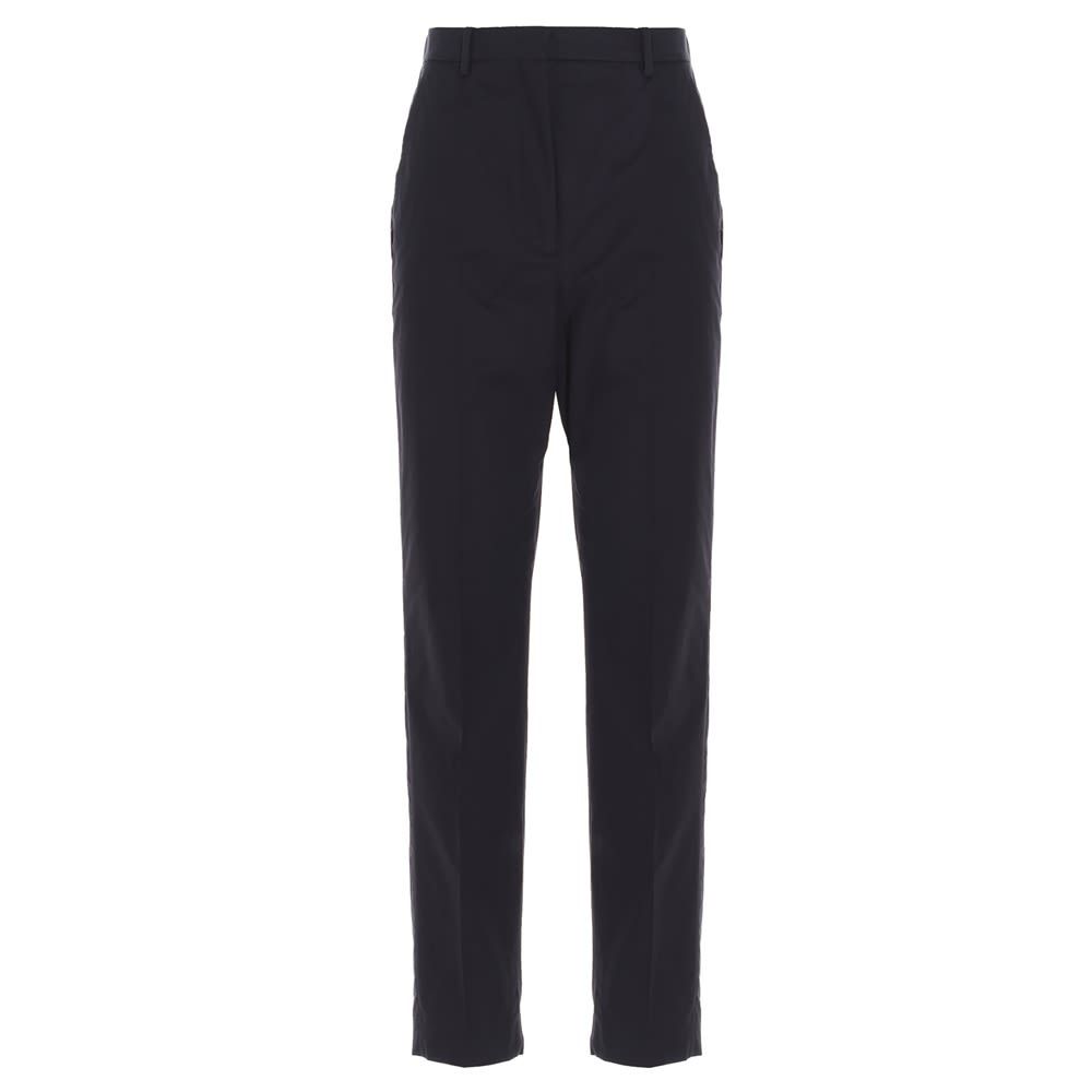 'Gallene' cotton pants with zip, hook and button closure, elastic waistband on the back and cropped fit.
