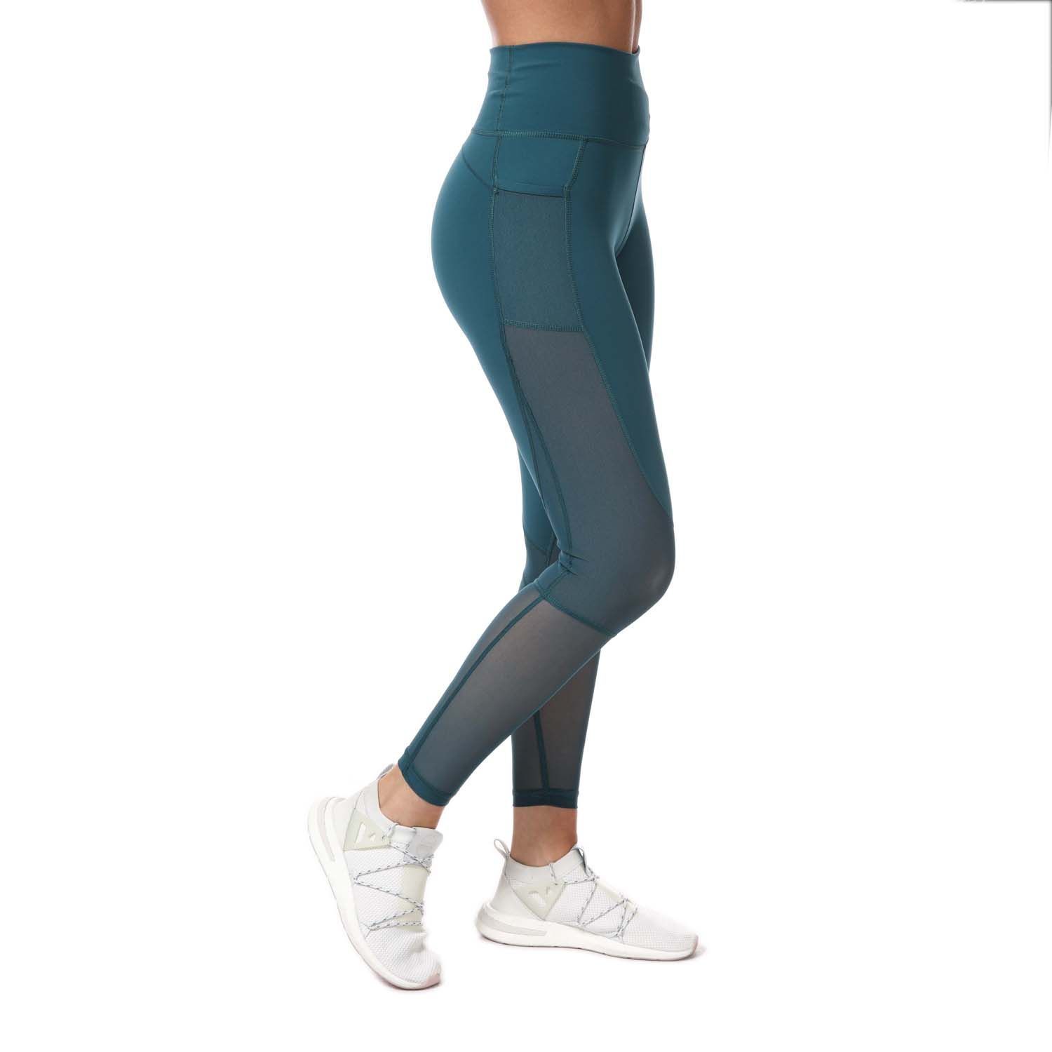 Womens adidas Believe This Summer 7-8 Tights in teal.- High-rise elastic waist.- Mesh side pocket.- Seven-eighth length.- Sweat-wicking AEROREADY technology.- Mesh inserts on legs.- Compression fit.- Main Material: 64% Polyester (Recycled)  36% Elastane. Mesh Part: 82% Polyester (Recycled)  18% Elastane. - Ref: GL0595