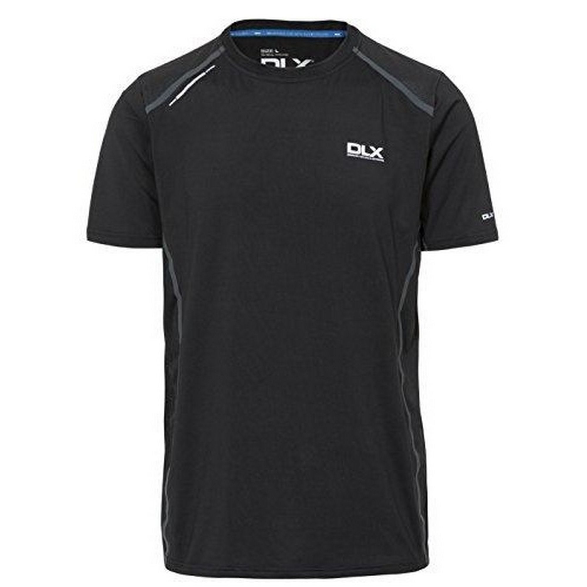 Short sleeves. Round neck. Contrast mesh panels. Welded tape detail. Reflective prints and logos. Wicking. Quick dry. Main: 88% Polyester/12% Elastane, Mesh: 100% Polyester. Trespass Mens Chest Sizing (approx): S - 35-37in/89-94cm, M - 38-40in/96.5-101.5cm, L - 41-43in/104-109cm, XL - 44-46in/111.5-117cm, XXL - 46-48in/117-122cm, 3XL - 48-50in/122-127cm.