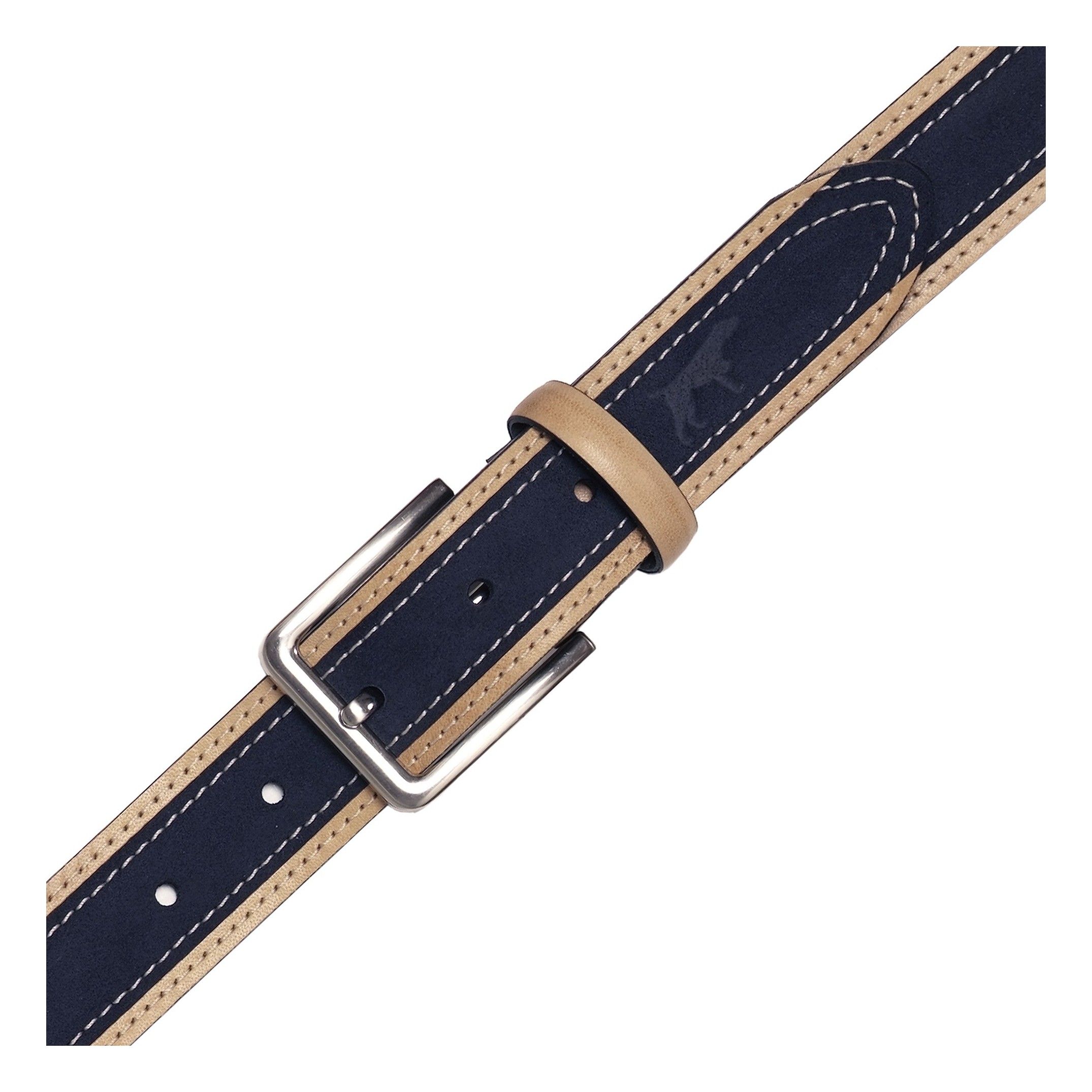 Adjustable belt. Classic leather. Removable metal buckle to adapt the belt. Width of 3,5 cm. Large of 100 cm & 115 cm. Navy color. Classic style.