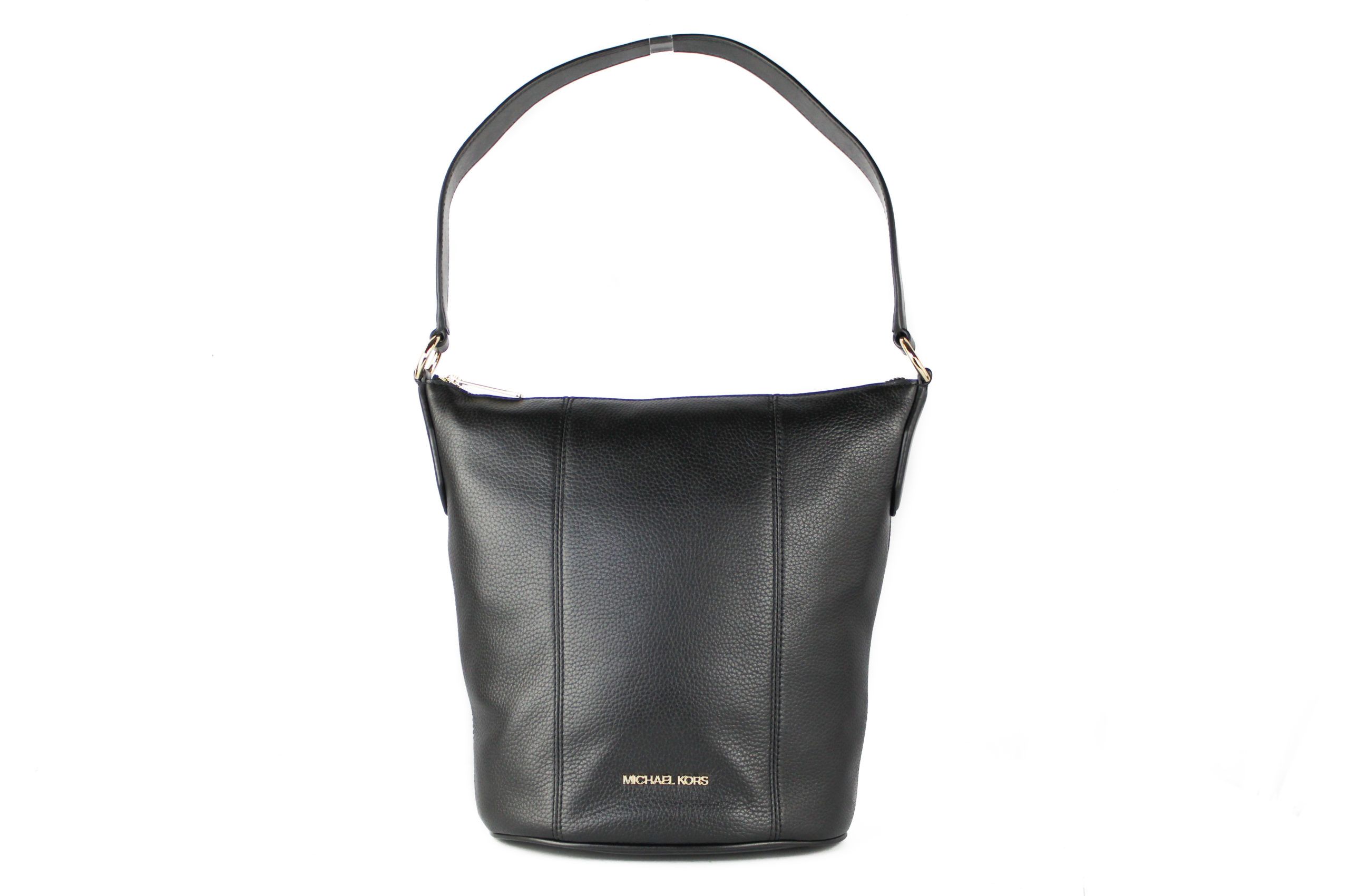 Kors Brooke Medium Pebbled Leather Messenger Crossbody Handbag (Black)