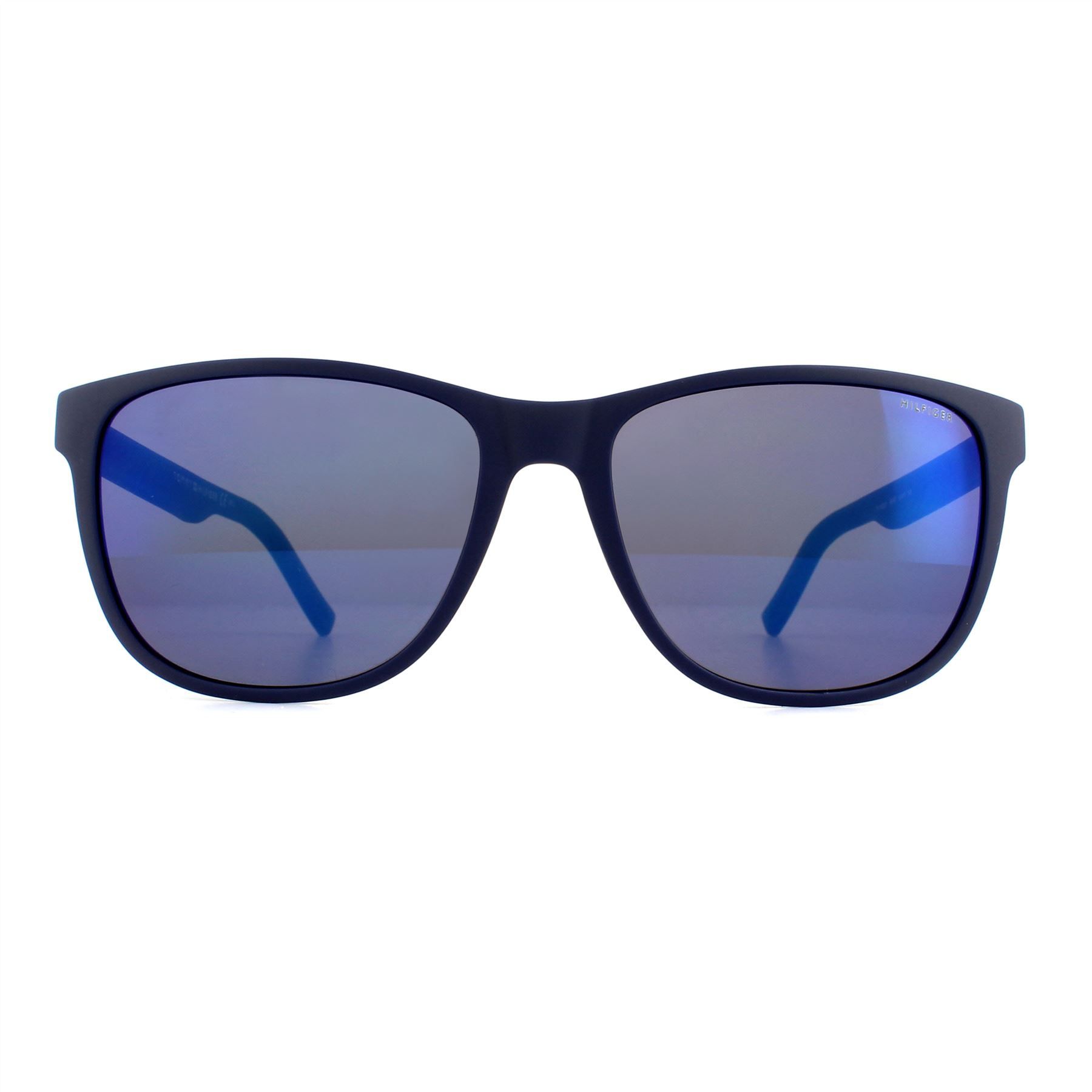Tommy Hilfiger Sunglasses TH 1403/S R6I XT Navy Blue Blue Mirror are a bright colourful frame featuring a small Tommy Hilfiger icon at the temples on this simple but effective style.