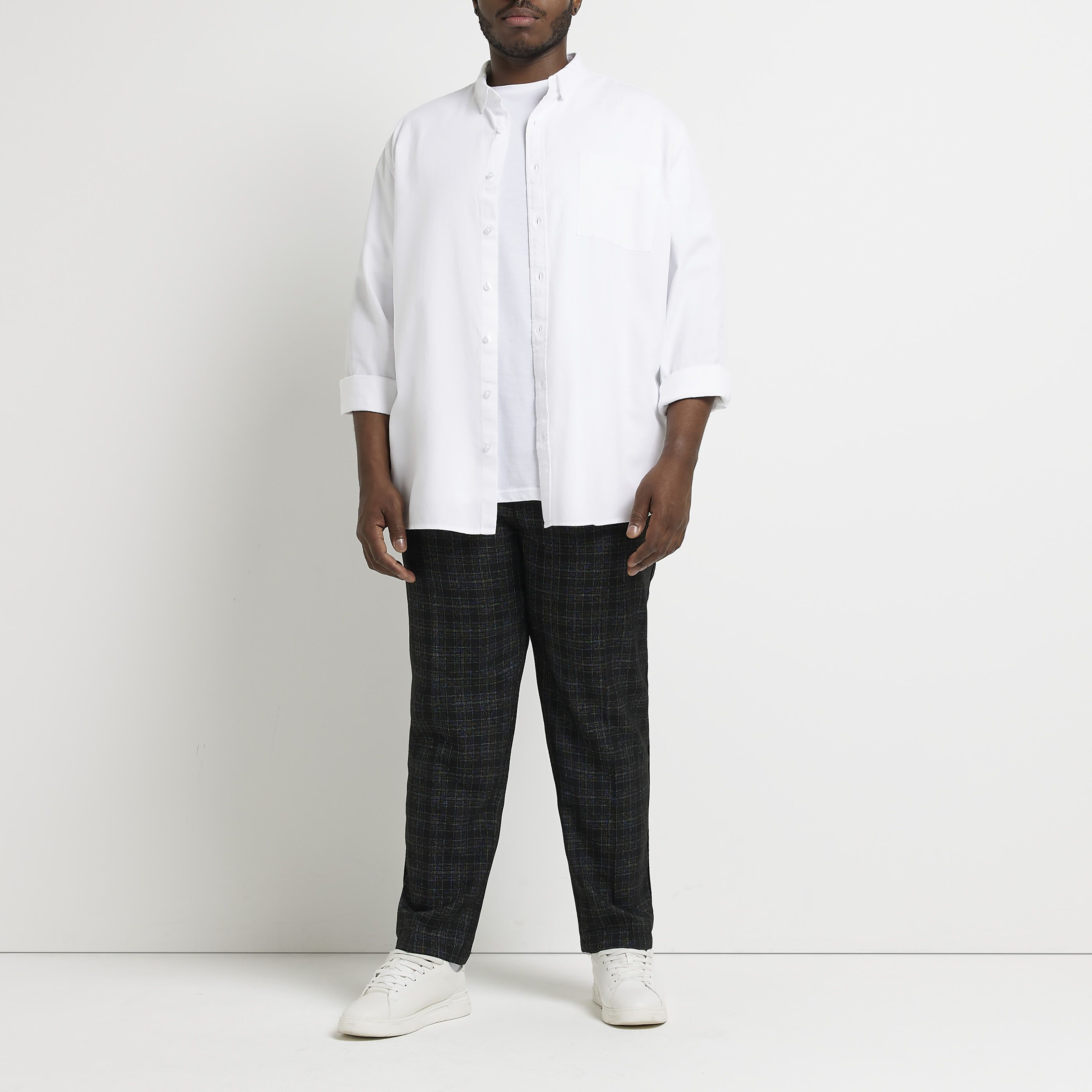 River Island Mens Shirt Lyocell Big & Tall White