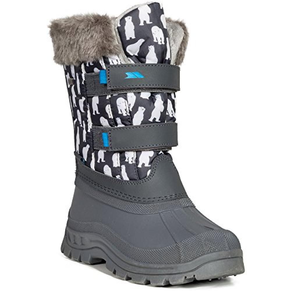 Childrens snow boots with pull-on design. Water resistant upper. Waterproof outsole. Adjustable touch fastening. Ideal for wearing in the snow.
