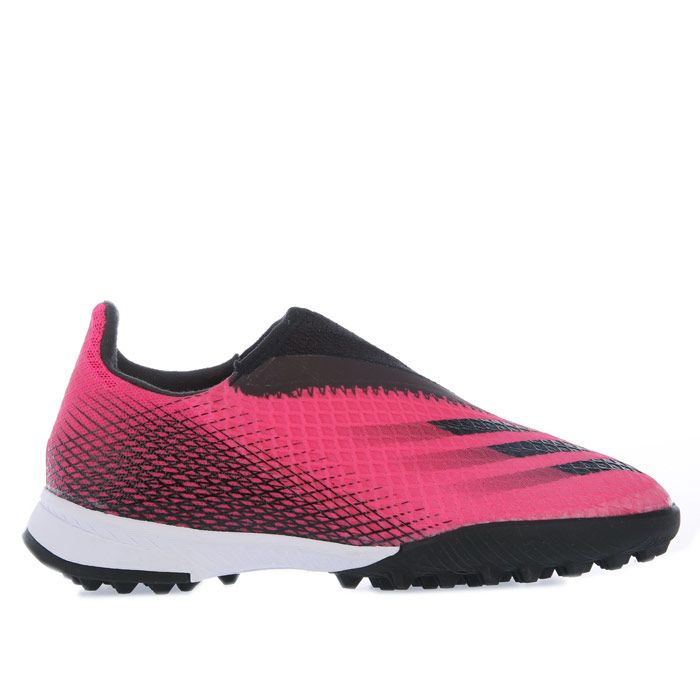 Boy's adidas Childrens X Ghosted.3 Laceless Turf Boots in Pink