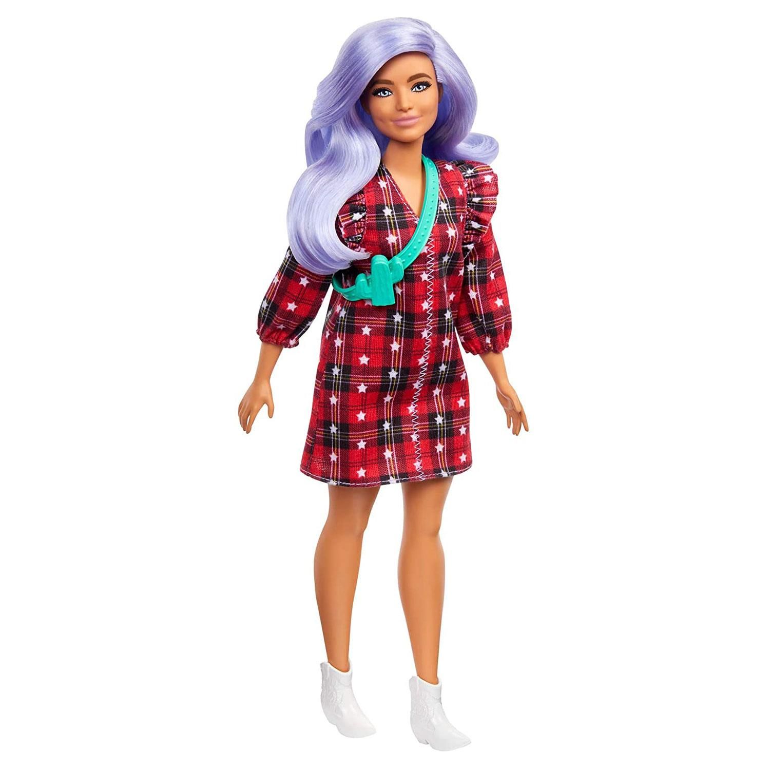 Barbie and Ken Fashionistas celebrate diversity with fashion dolls that encourage real-world storytelling and open-ended dreams! With a wide variety of skin tones, eye colors, hair colors and textures, body types, and fashions, the dolls are designed to reflect the world kids see today - and their attention-grabbing outfits help them stand out with personalities that pop! Use the reusable vinyl package to fill, carry and customize - store Barbie fashions and accessories, carry a doll anywhere, even decorate it and use it for self-expression! Kids can collect Barbie dolls and accessories for infinite ways to play out stories, express their own style, and discover that fashion is fun for everyone! Includes Barbie Fashionistas doll wearing fashions and accessories. Each is sold separately, subject to availability. Barbie dolls cannot stand alone. Flat shoes fit dolls with articulated ankles or flat feet. Colors and decorations may vary.