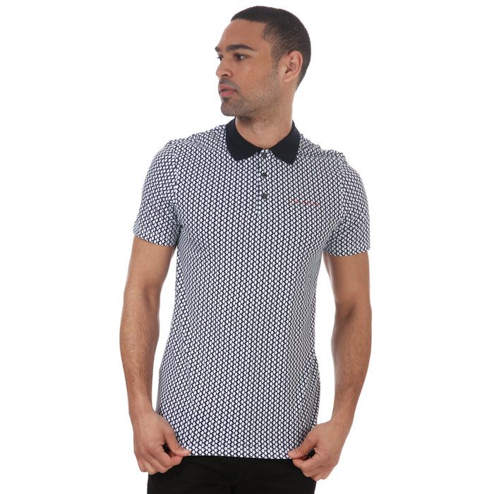 Mens Ted Baker Spinn Geo Golf Polo Shirt in blue.<BR>- All over geo printed polo.<BR>-Stretch fabric. <BR>-Fastening: Button. <BR>-Ted Baker Iconic brand.<BR>- 95% Cotton  5% Elastane.  Machine washable.<BR>- Ref: 243616