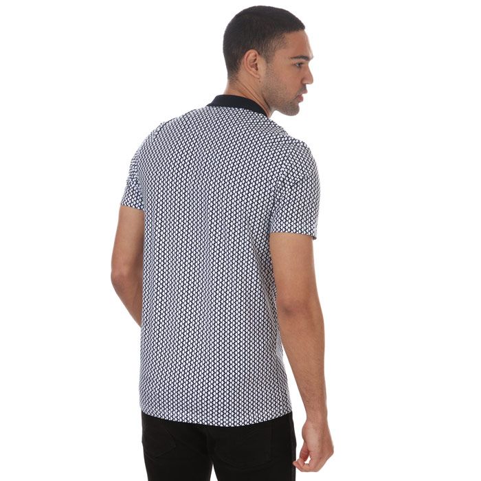 Mens Ted Baker Spinn Geo Golf Polo Shirt in blue.<BR>- All over geo printed polo.<BR>-Stretch fabric. <BR>-Fastening: Button. <BR>-Ted Baker Iconic brand.<BR>- 95% Cotton  5% Elastane.  Machine washable.<BR>- Ref: 243616