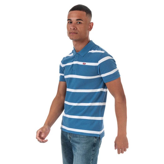 Mens Levi’s Good Polo Shirt in blue.<BR><BR>- Ribbed polo collar.<BR>- 3 button placket.<BR>- Short sleeves with ribbed cuffs.<BR>- Allover stripe design.<BR>- Embroidered Levi’s housemark logo at left chest.<BR>- Soft and comfortable cotton piqué fabric.<BR>- Standard fit.<BR>- 100% Cotton. Machine washable.<BR>- Ref: 24574-0029