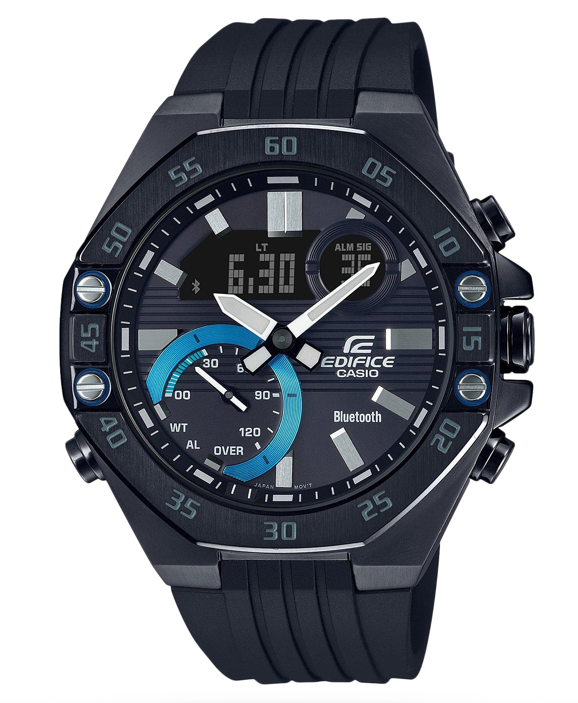 This Casio Edifice Analogue-Digital Watch for Men is the perfect timepiece to wear or to gift. It's Black 45 mm Round case combined with the comfortable Black Plastic will ensure you enjoy this stunning timepiece without any compromise. Operated by a high quality Quartz movement and water resistant to 10 bars, your watch will keep ticking. Fashionable Sporty Design, Perfect for all kind of sports, indoor and outdoor activities or daily use -The watch has a Calendar function: Day-Date, Bluetooth, Stop Watch, Worldtime, Alarm High quality 21 cm length and 23 mm width Black Plastic strap with a Buckle Case diameter: 45 mm,case thickness: 13 mm, case colour: Black and dial colour: Black