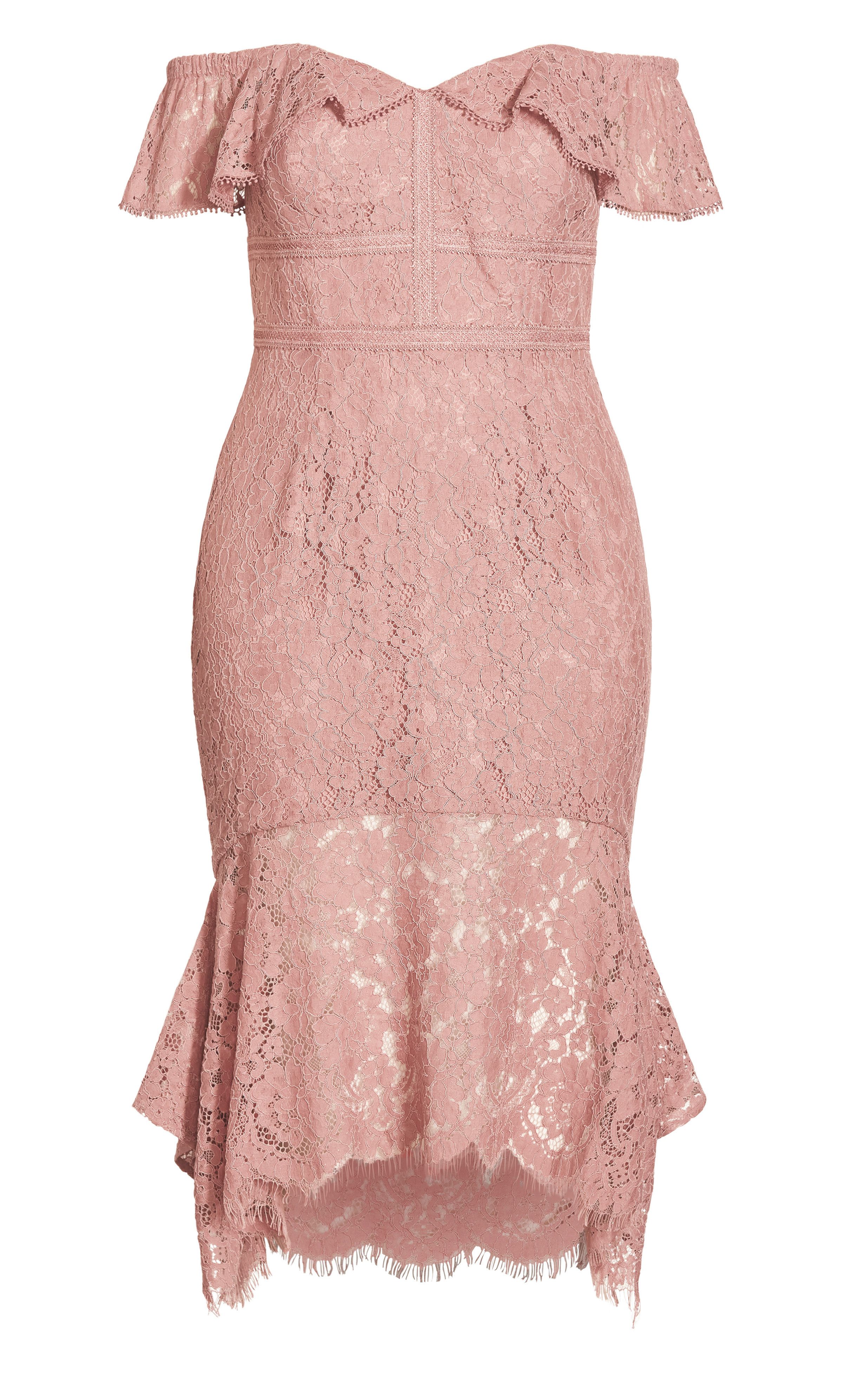 City Chic Womens Plus Size Angel Lace Midi Dress - Rose