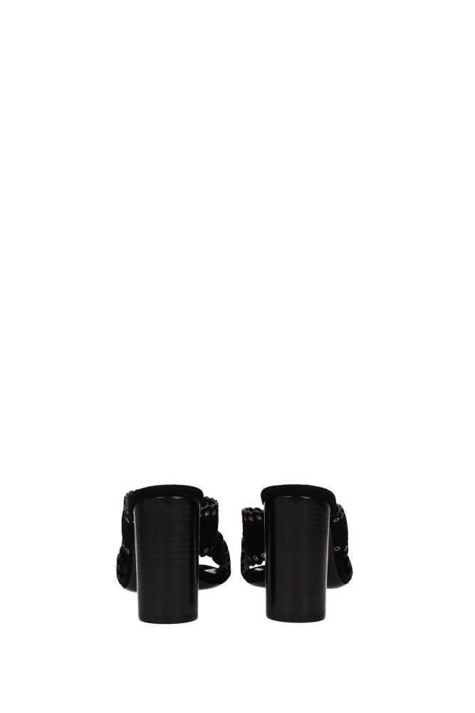 The product with code 553258BT3YY1000 suede is a women's sandals in black designed by Saint Laurent. The product is made by the following materials: suedeHell height type: high heelHeel Height: 9 cmBottomed Shoes is leatherOpen toeThe product was made in Italy