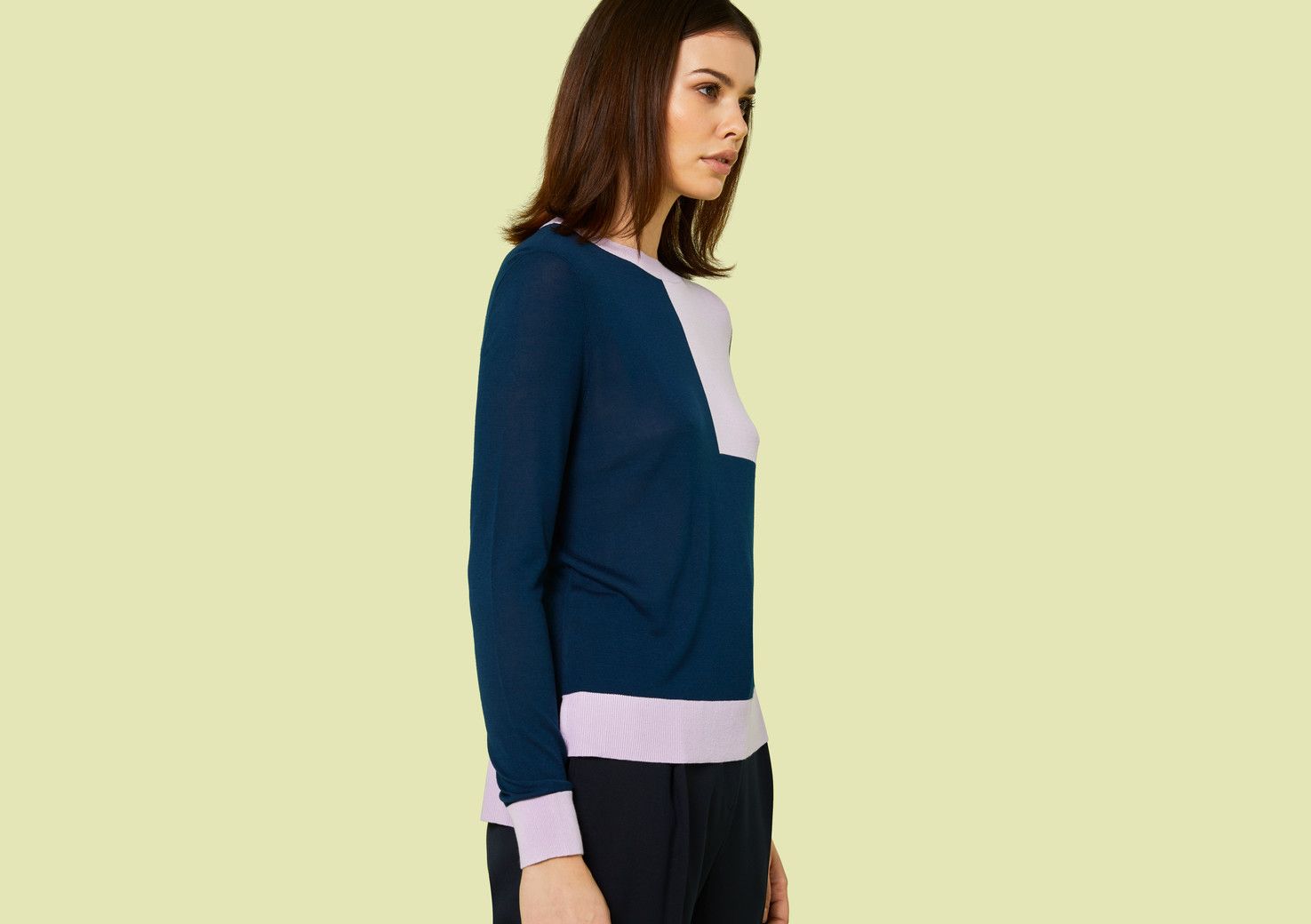 Roux Navy and Lilac Knitted Jumper - Multi