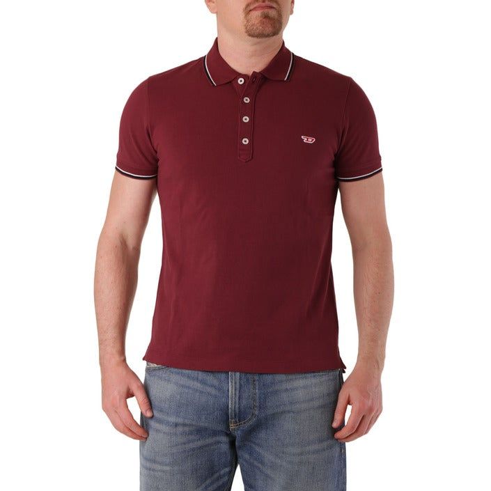 Brand: Diesel Gender: Men Type: Polo Season: Spring/Summer  PRODUCT DETAIL • Color: red • Fastening: buttons • Sleeves: short • Collar: polo  COMPOSITION AND MATERIAL • Composition: -100% cotton  •  Washing: machine wash at 30°