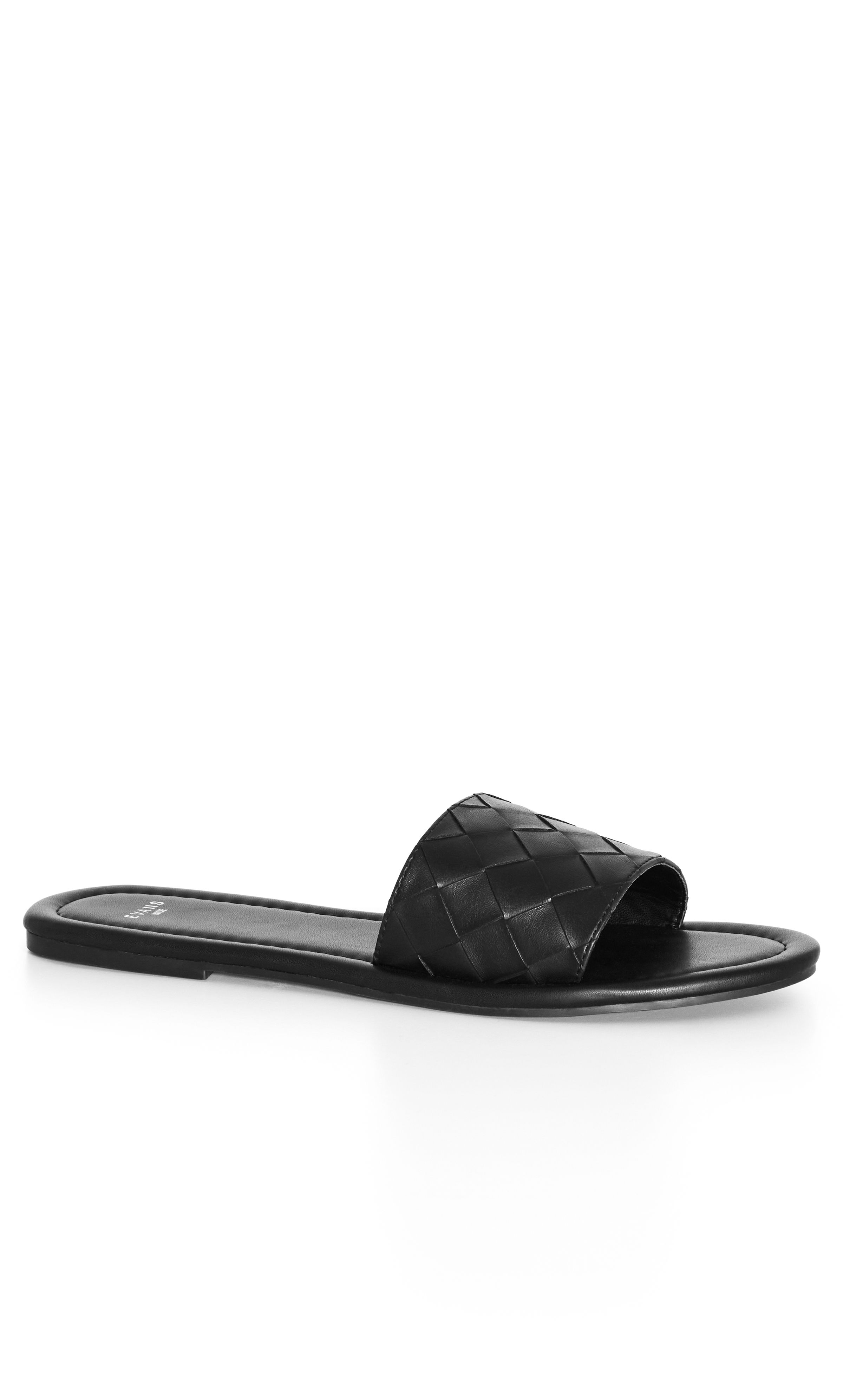 A sleek and chic addition to your footwear collection, the Weave Slide is a staple style for sunny summer days. Featuring a round open toe, weave detail and easy slip on style, these slides are the perfect on-the-go choice. Key Features Include: - Round open toe - Slip on style - Faux leather upper - Woven detail For a laidback weekend look, team these slides with cropped jeans and a breezy blouse.