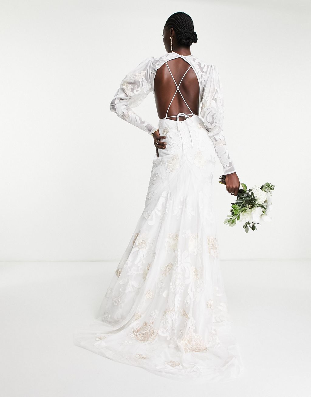 ASOS EDITION Anastasia wedding dress with tonal embroidery-White