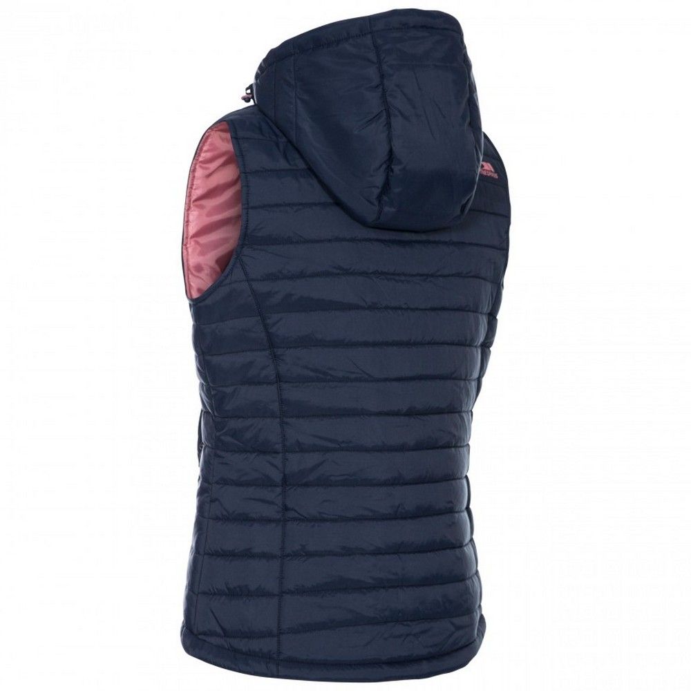 Lightly padded with bubble stitching. Contrast lining and front zip. Inner storm flap. Hem adjusters. 2 low profile zip pockets. Detachable hood with stud fastening. Shell: 100% Polyamide, AC coating, Lining: 100% Polyester, Filling: 100% Polyester. Trespass Womens Chest Sizing (approx): XS/8 - 32in/81cm, S/10 - 34in/86cm, M/12 - 36in/91.4cm, L/14 - 38in/96.5cm, XL/16 - 40in/101.5cm, XXL/18 - 42in/106.5cm.