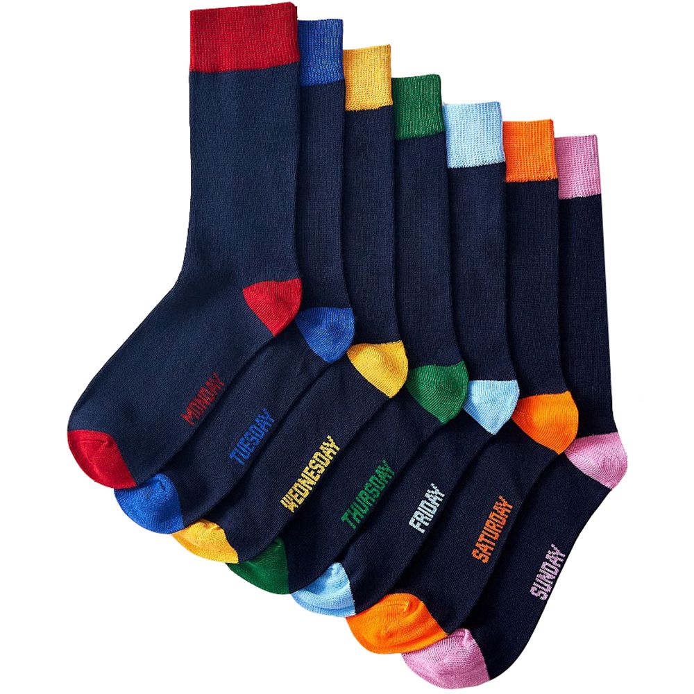 A multicolour pack of seven socks. Colourful and comfy, we’ve designed these in rainbow colours with a supersoft and extra breathable bamboo blend. They’ll add a pop of brightness on grey days.