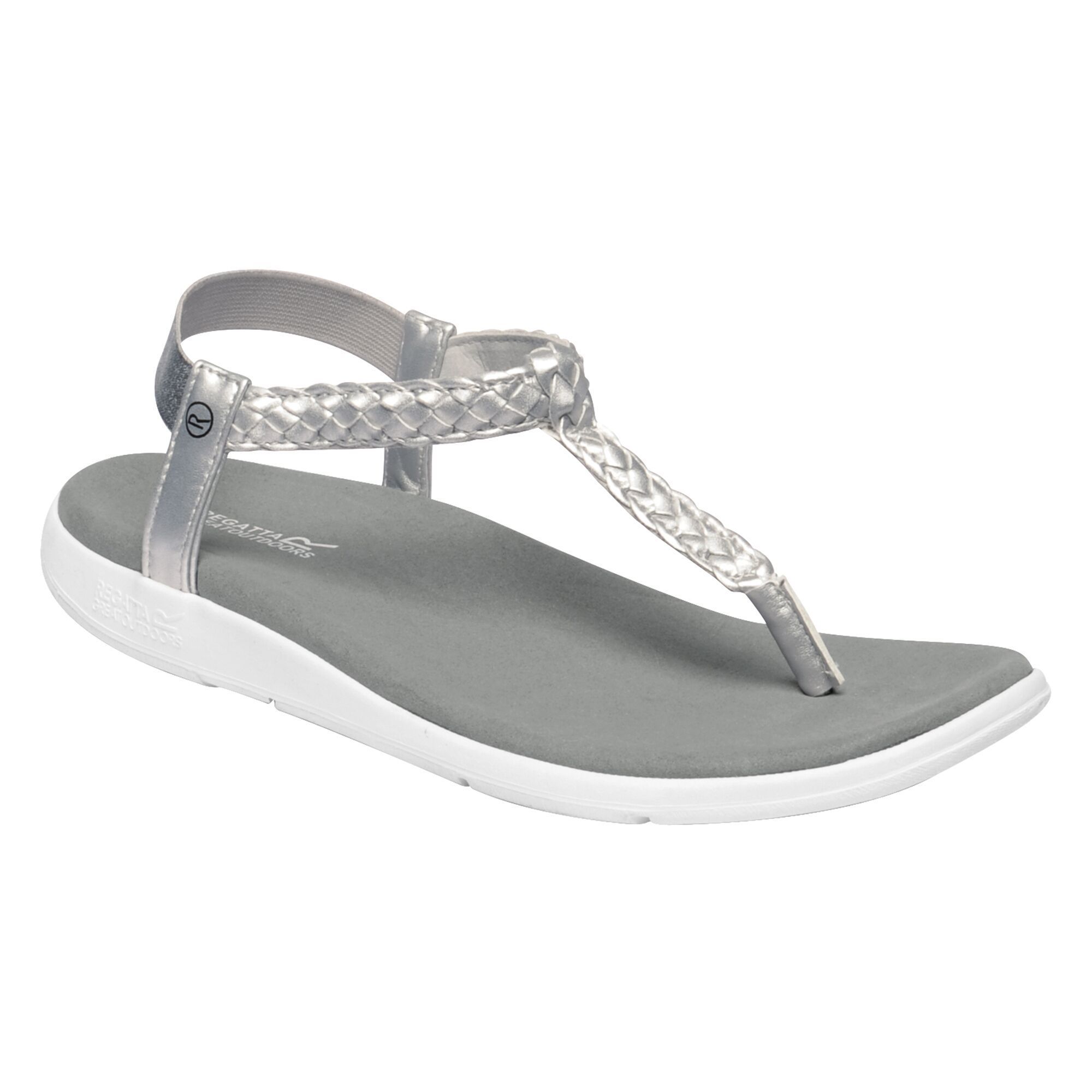 Material: 75% Polyurathane, 25% Polyester. Microfibre lining. Elasticated heel strap for fit and comfort. Anotomical shaped footbed. Soft comfort compression moulded EVA footbed. Lightweight low profile.