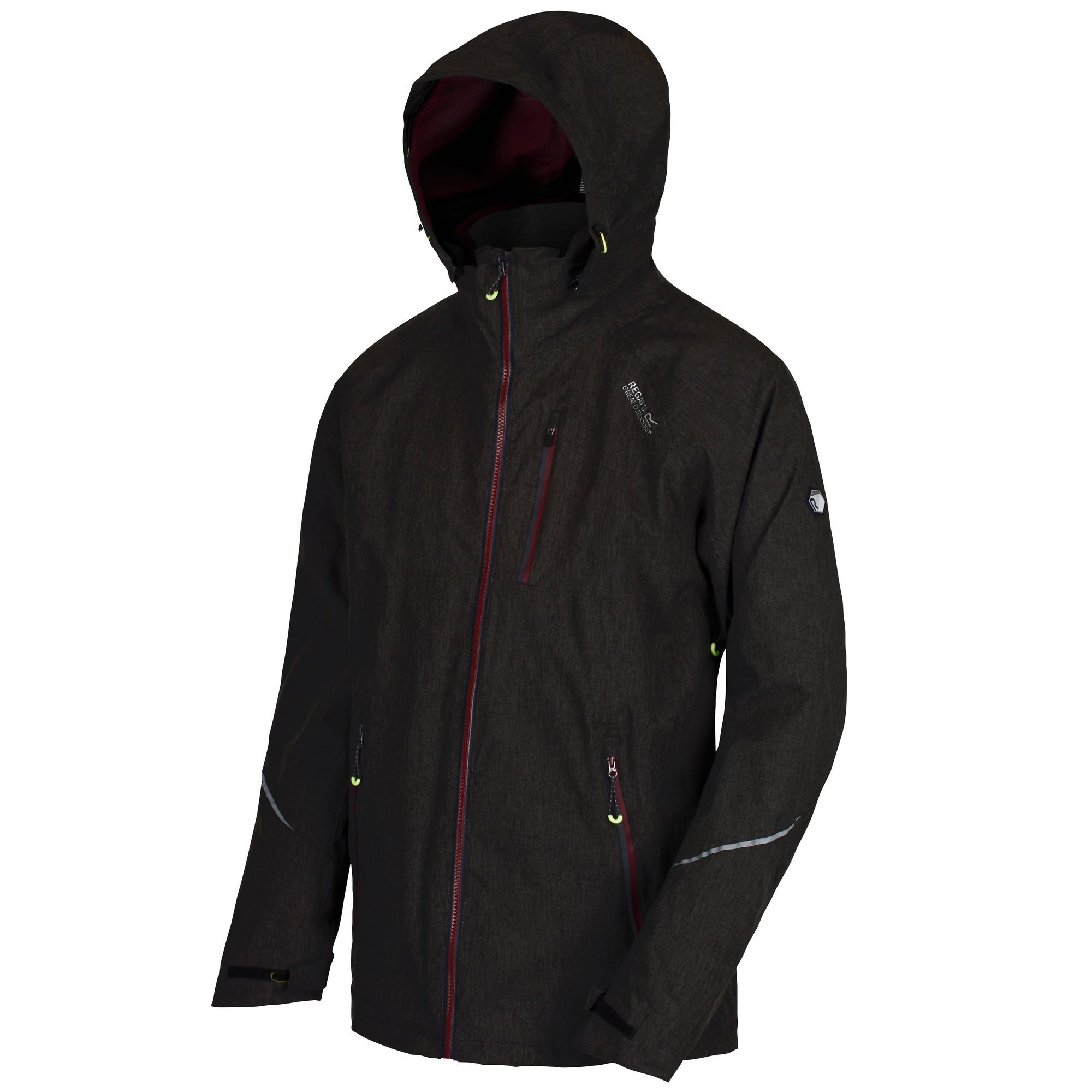 Made of highly waterproof, breathable ISOTEX 15,000 stretch fabric with a detachable Softshell inner. Features include two-way venting zips to the front and underarms, a fully adjustable mountain hood, articulated sleeve design for superb mobility. With the Regatta Outdoors print on the chest. 100% Polyester.
