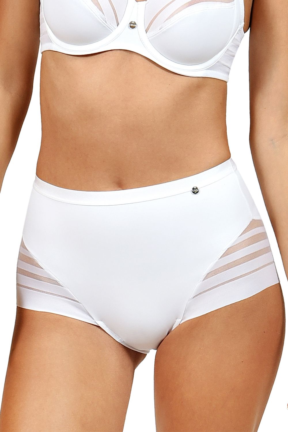 These fashionable 'Alegra' high waisted briefs from Lisca have seamless edges for a smooth look under tight clothes, and feature seductive transparent details. The front is lined with functional tulle to shape your figure. The briefs are soft and comfortable, thanks to the wide elastic piping in the waist, which prevents unnecessary cutting into skin.